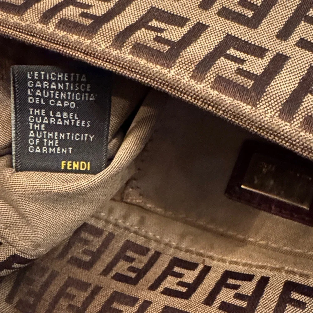 Fendi Zucchino Brown and Dark Brown Monogram flap shoulder Bag